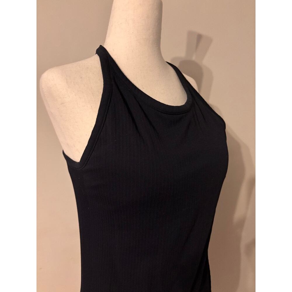 Zella Black Ribbed Tank Top Built In Bra Large - Picture 3 of 9